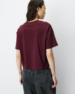 Cotton slogan T-shirt aubergine Anis