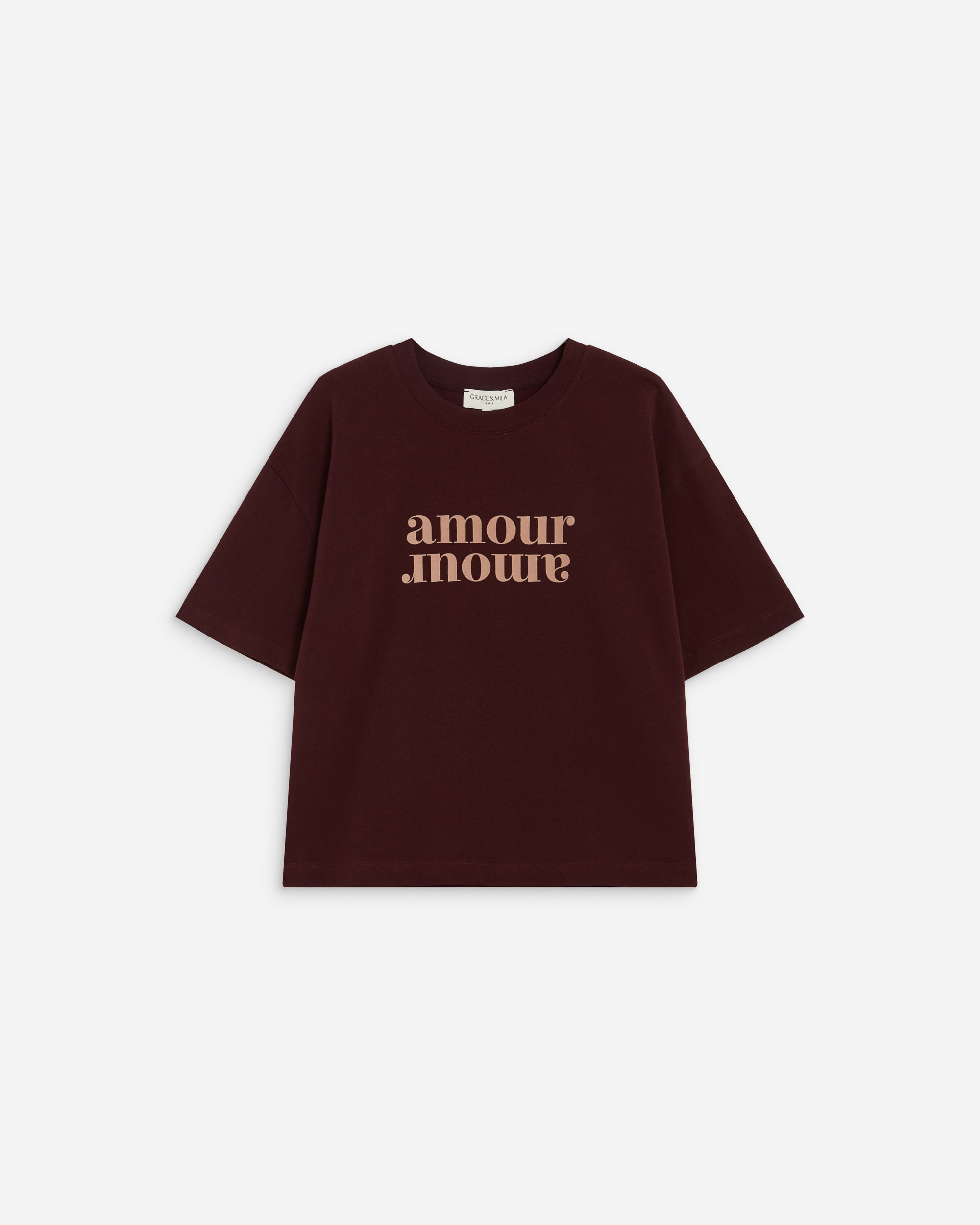 Cotton slogan T-shirt aubergine Anis