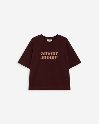 Cotton slogan T-shirt aubergine Anis