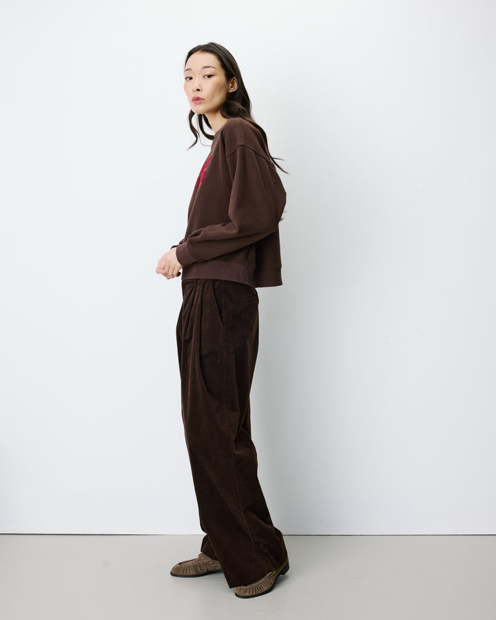 Relaxed slogan sweatshirt chocolat Amery