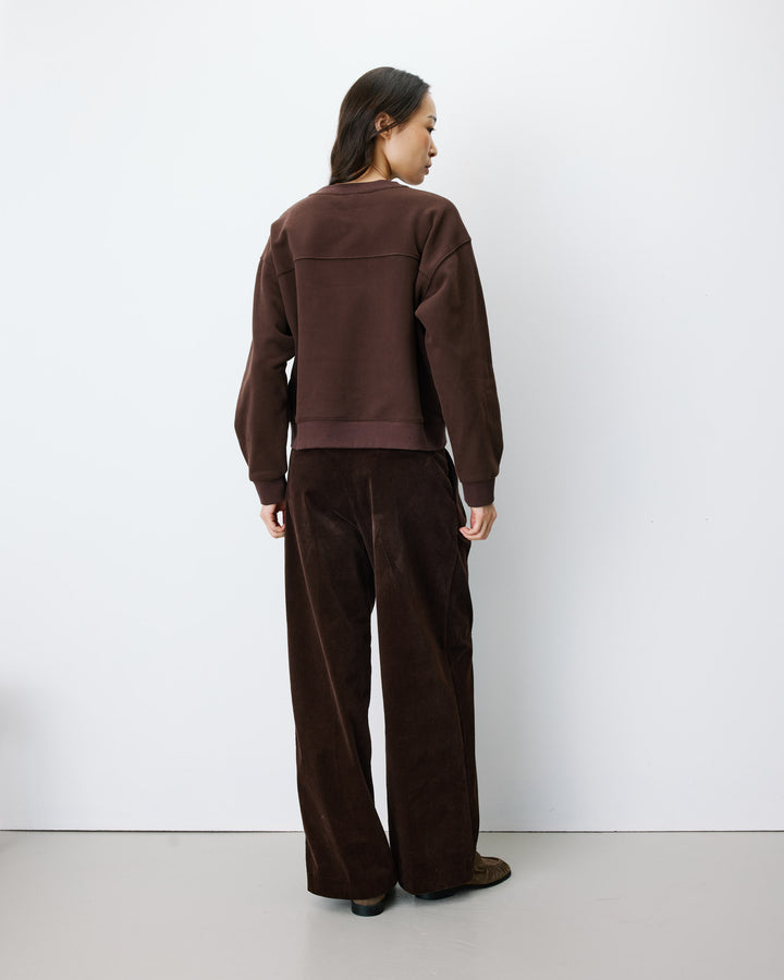 Relaxed slogan sweatshirt chocolat Amery