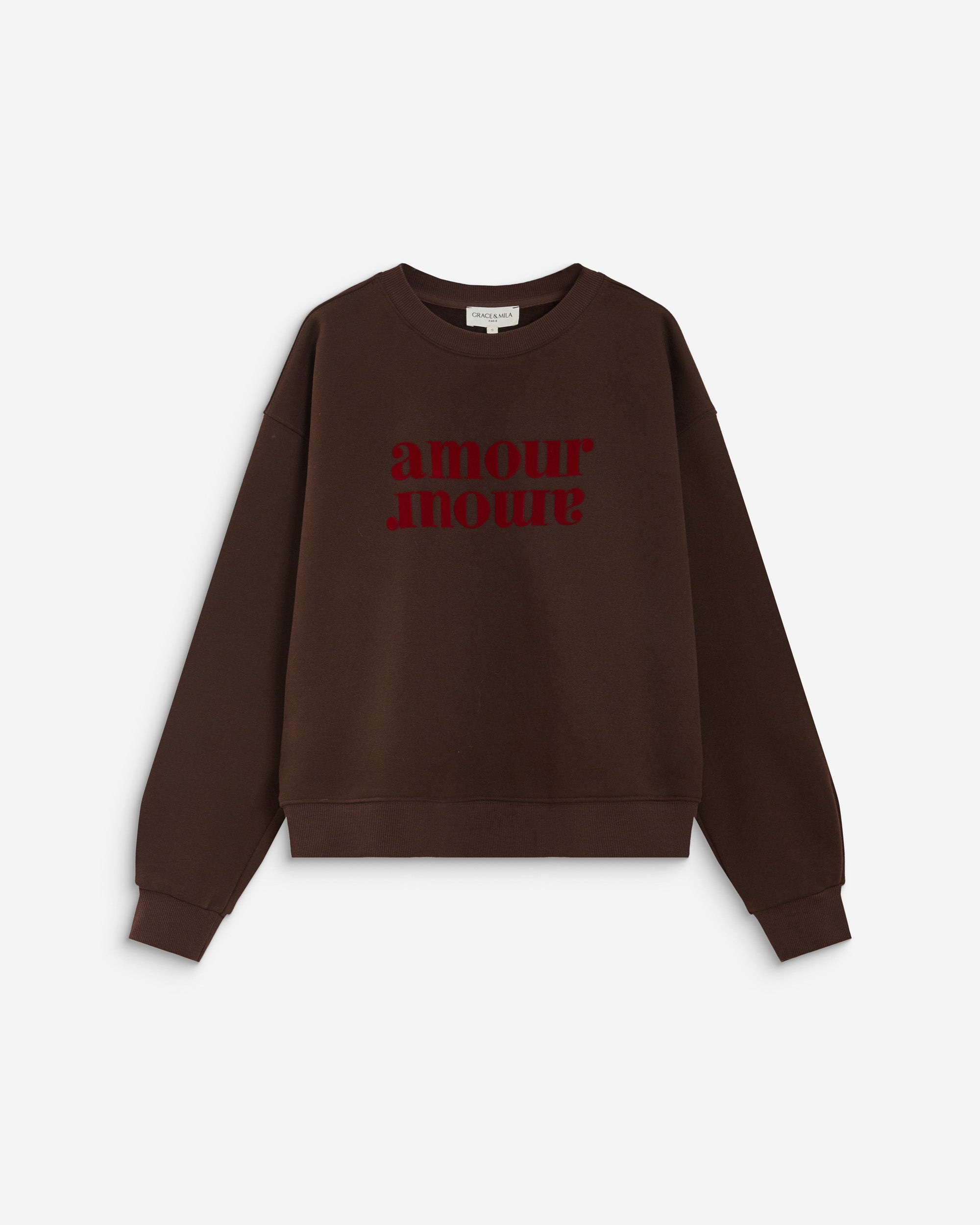 Relaxed slogan sweatshirt chocolat Amery
