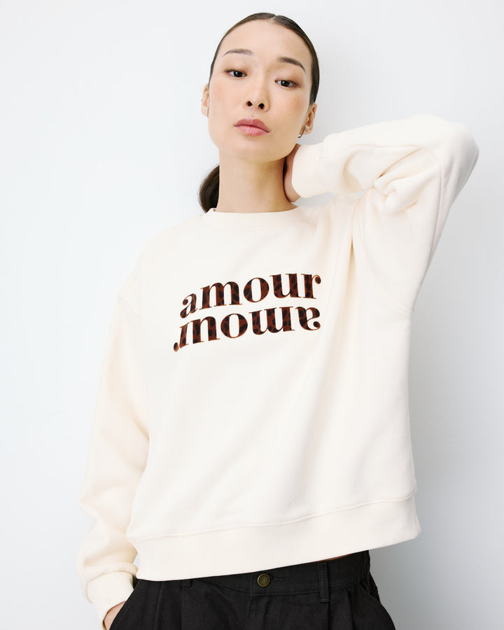 Relaxed slogan sweatshirt ecru Amery