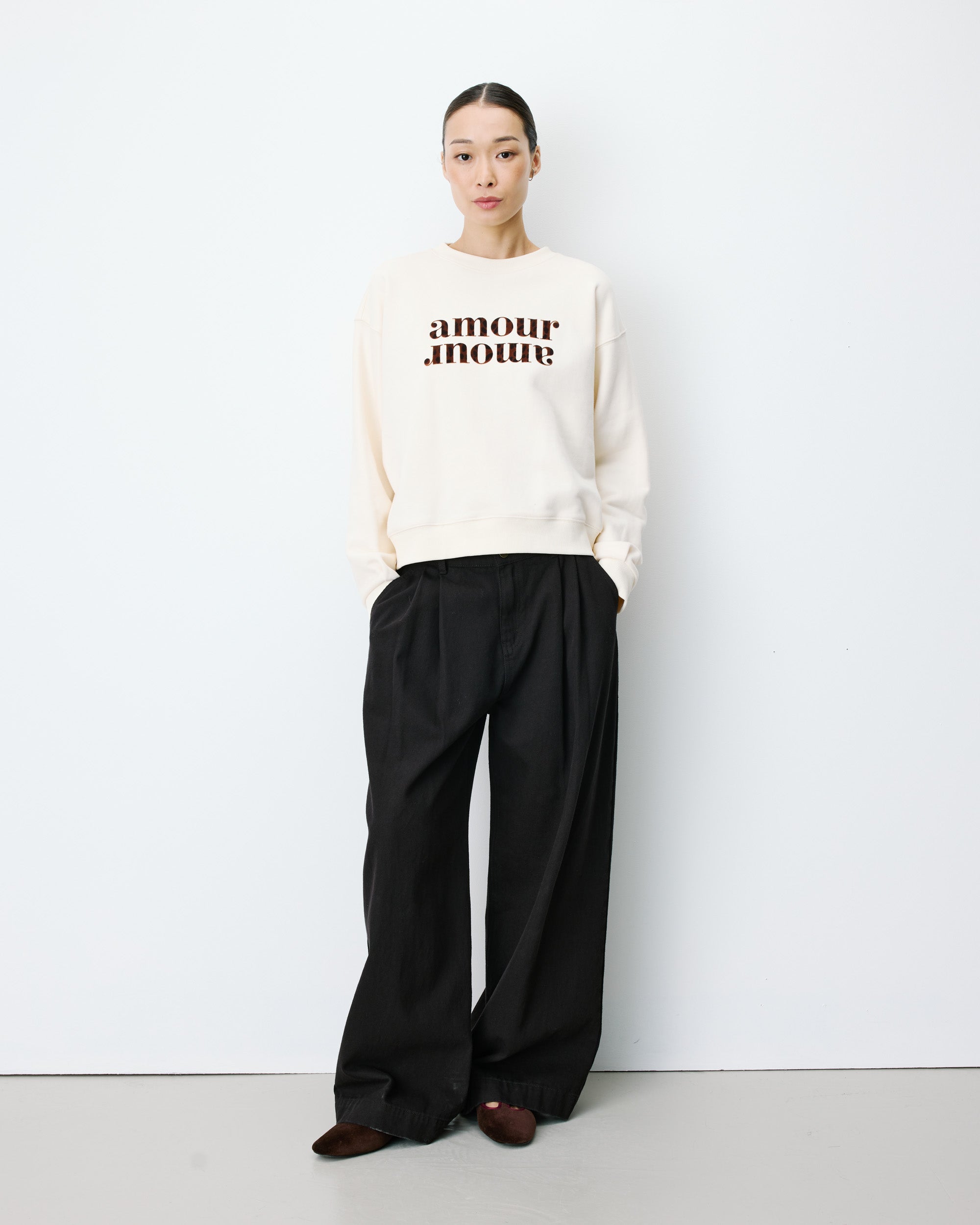 Relaxed slogan sweatshirt ecru Amery