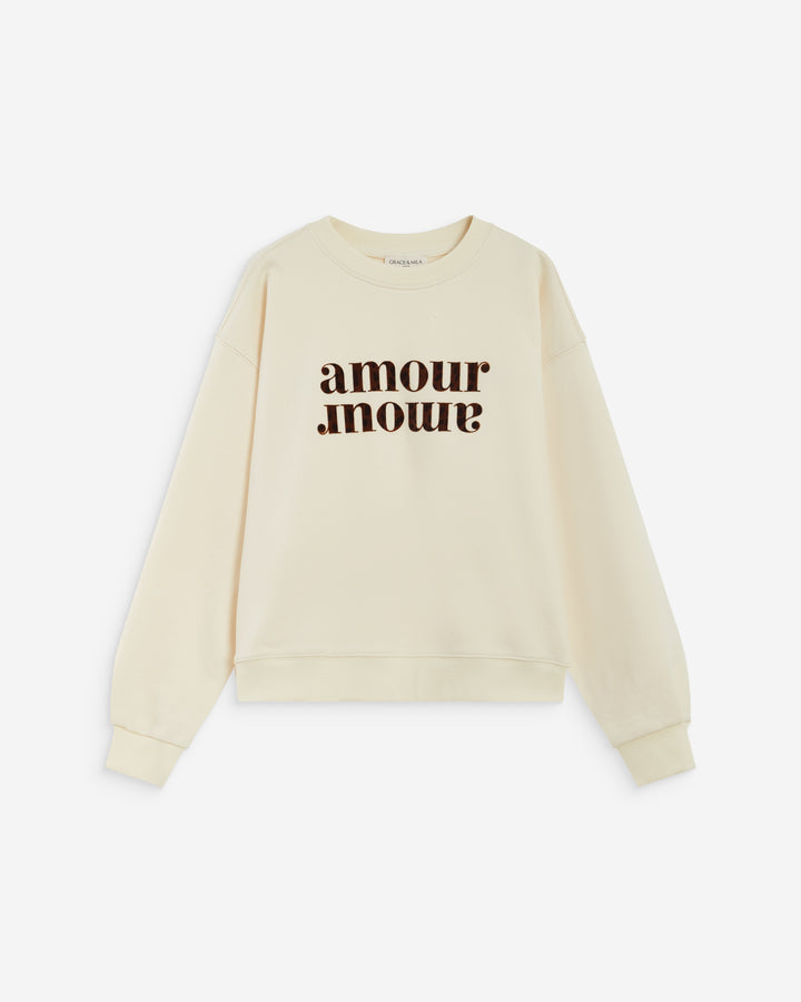 Relaxed slogan sweatshirt ecru Amery
