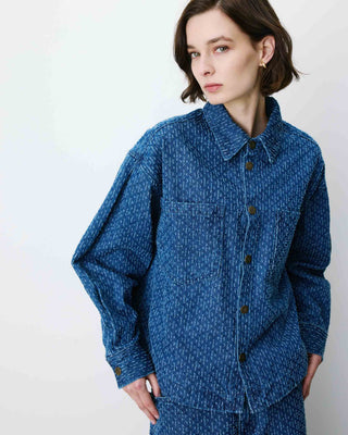 Camisa de denim estampada mediumblue Adriana