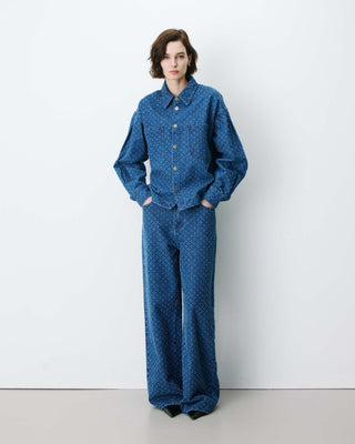 Camisa de denim estampada mediumblue Adriana
