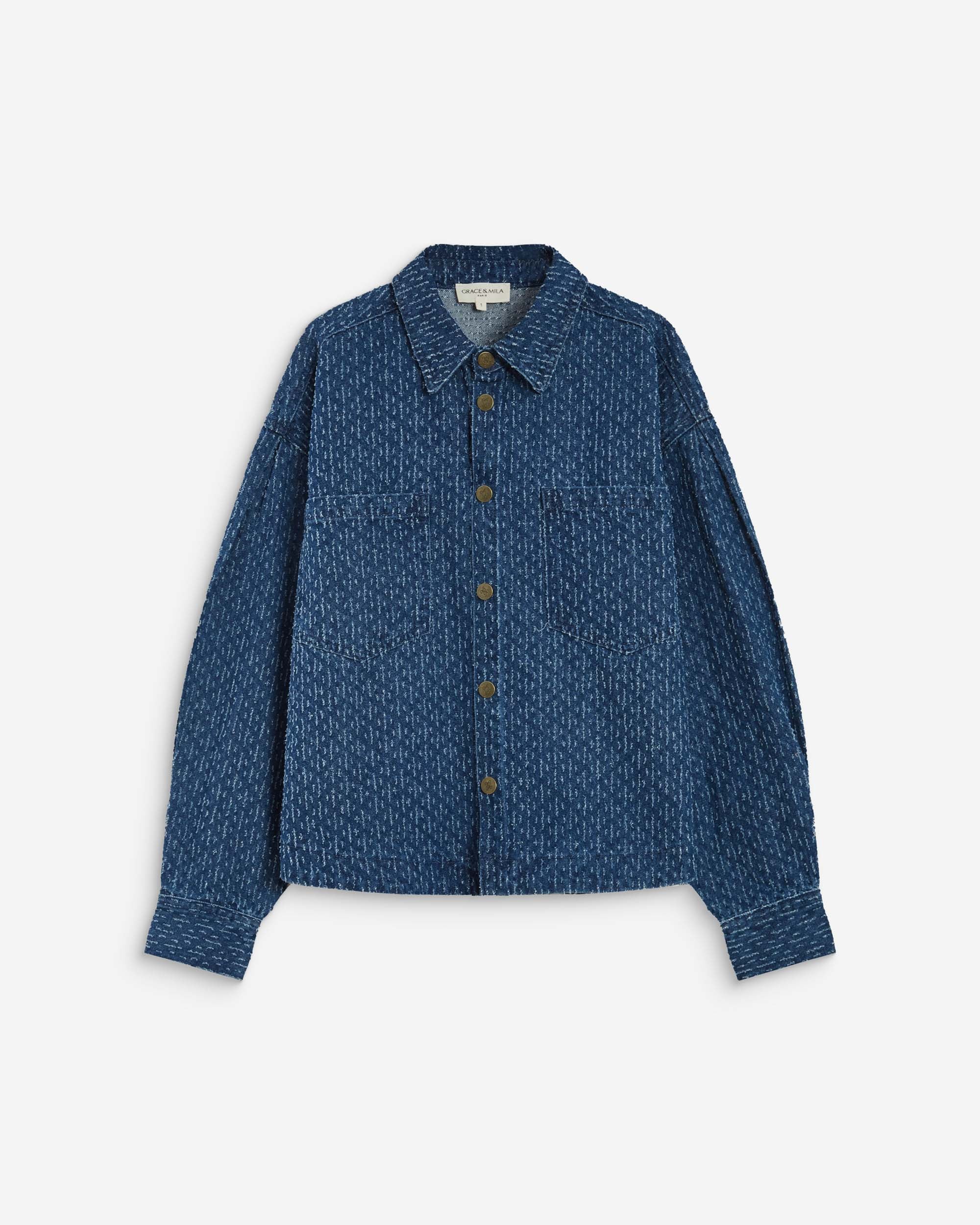 Camisa de denim estampada mediumblue Adriana