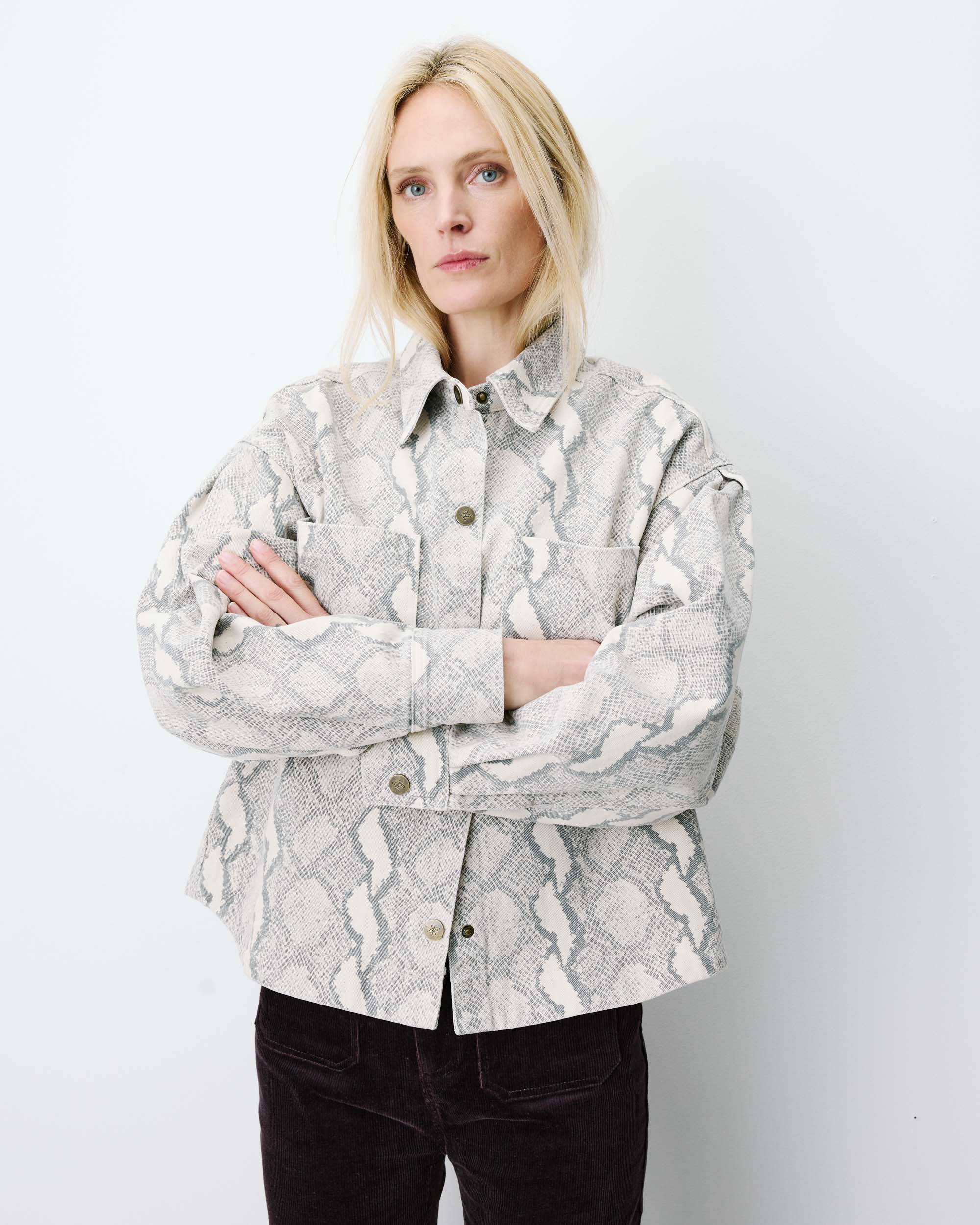 Printed denim shirt python Adriana