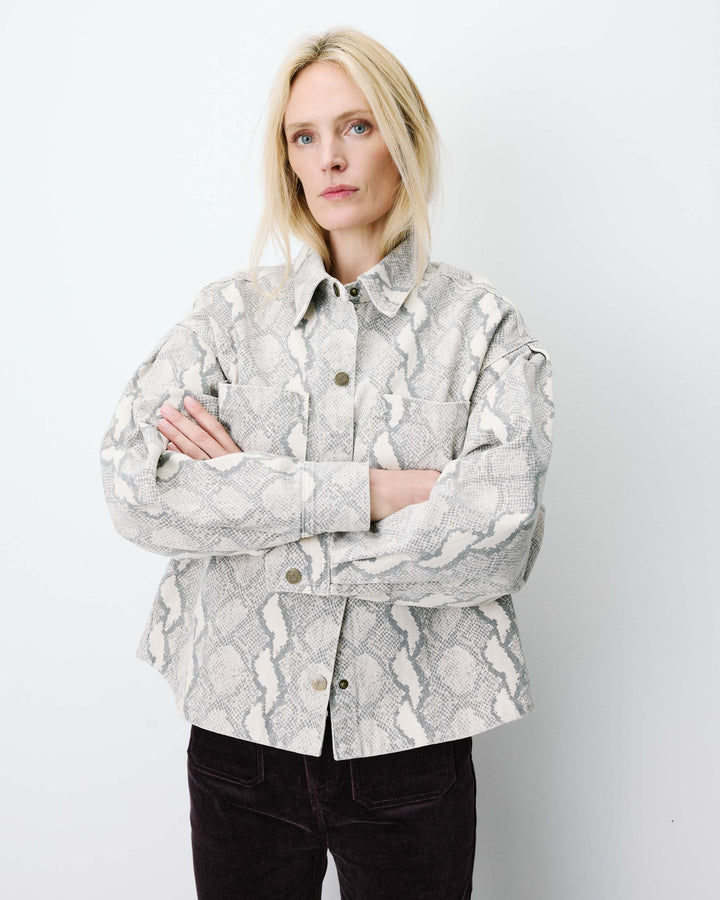 Printed denim shirt python Adriana