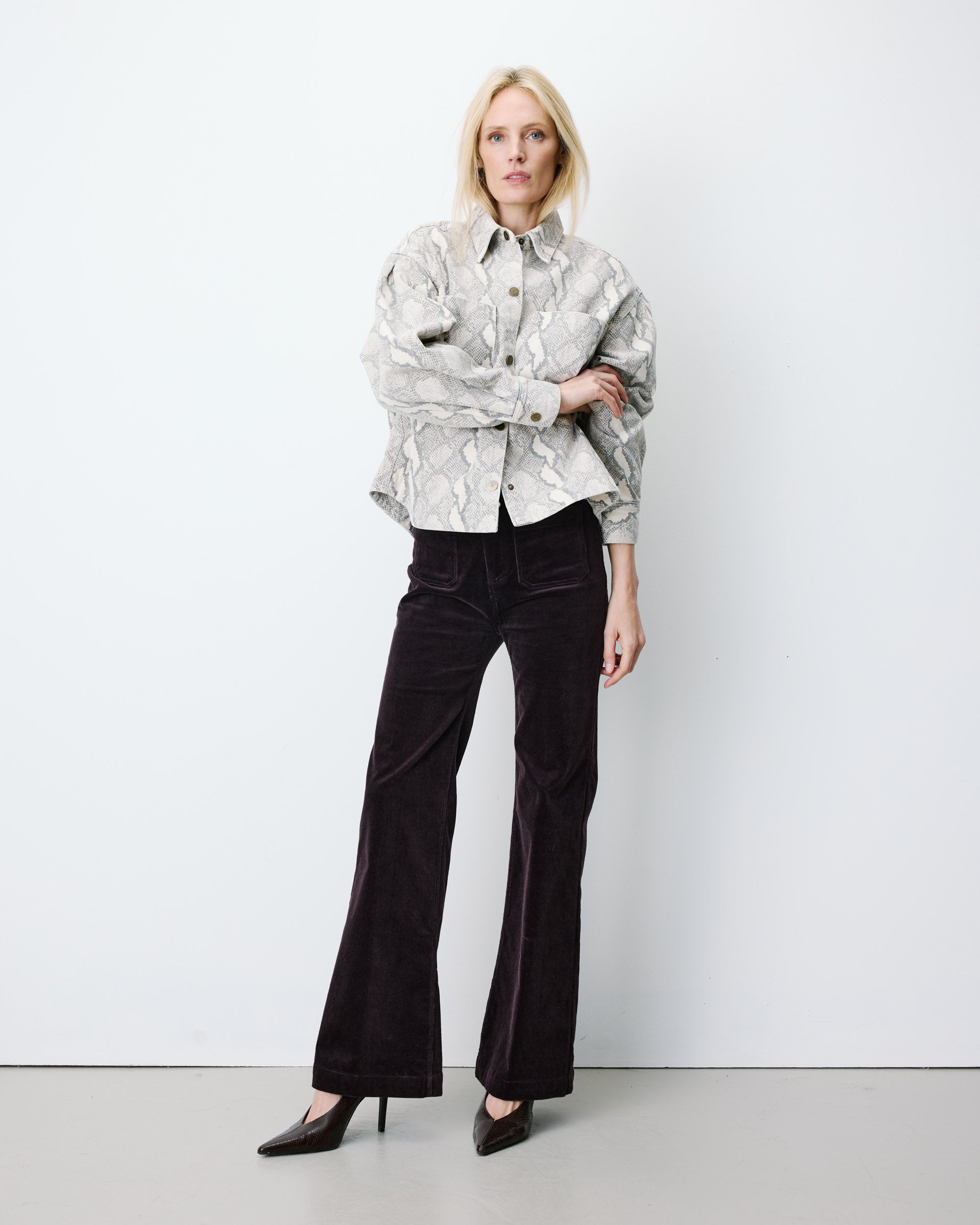 Printed denim shirt python Adriana