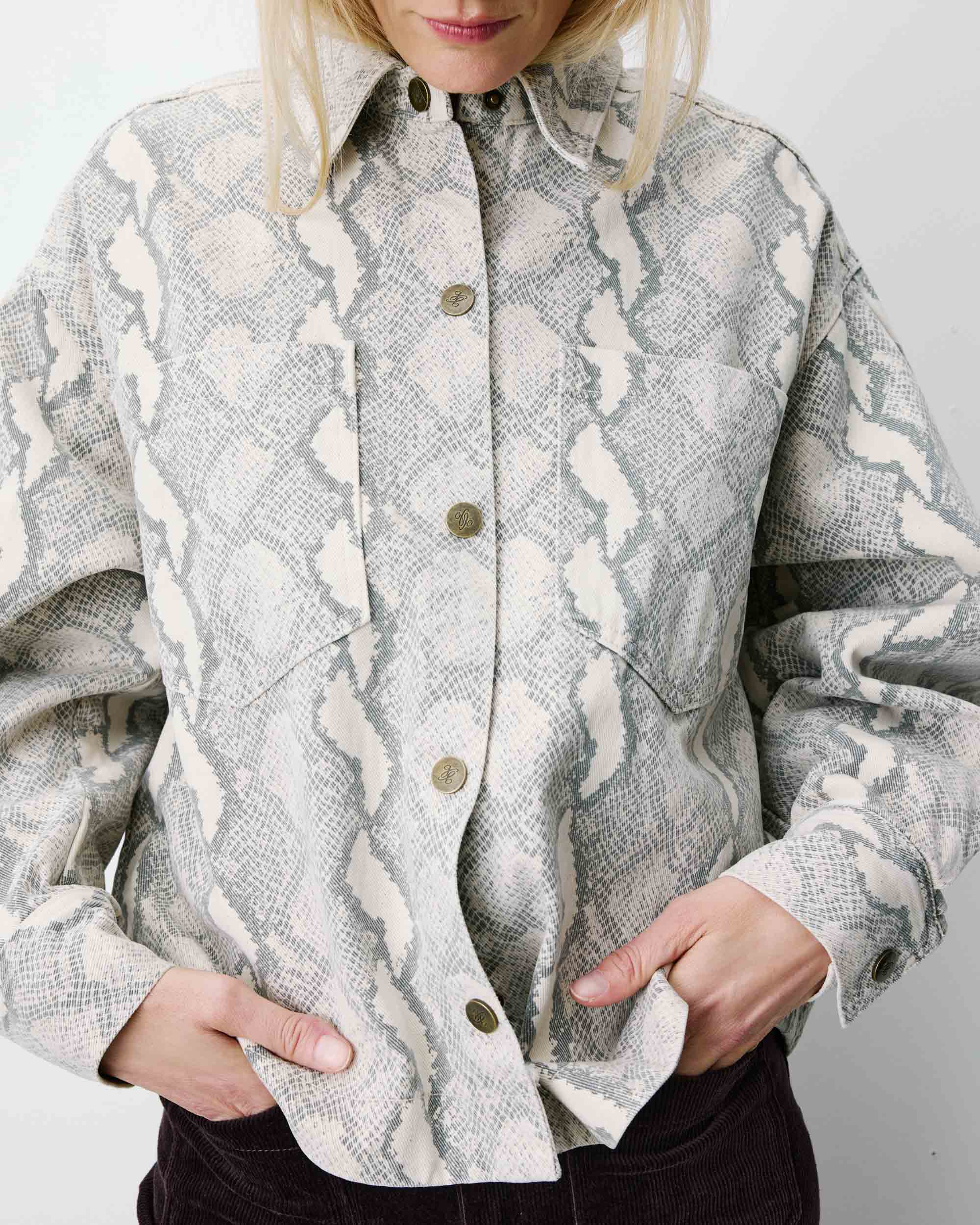 Printed denim shirt python Adriana