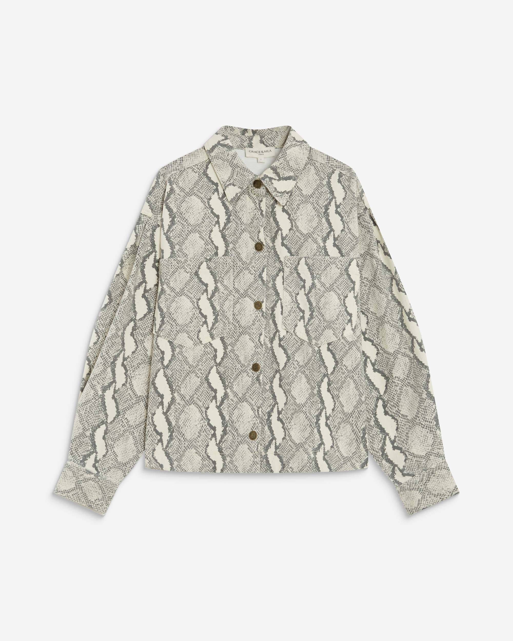 Printed denim shirt python Adriana
