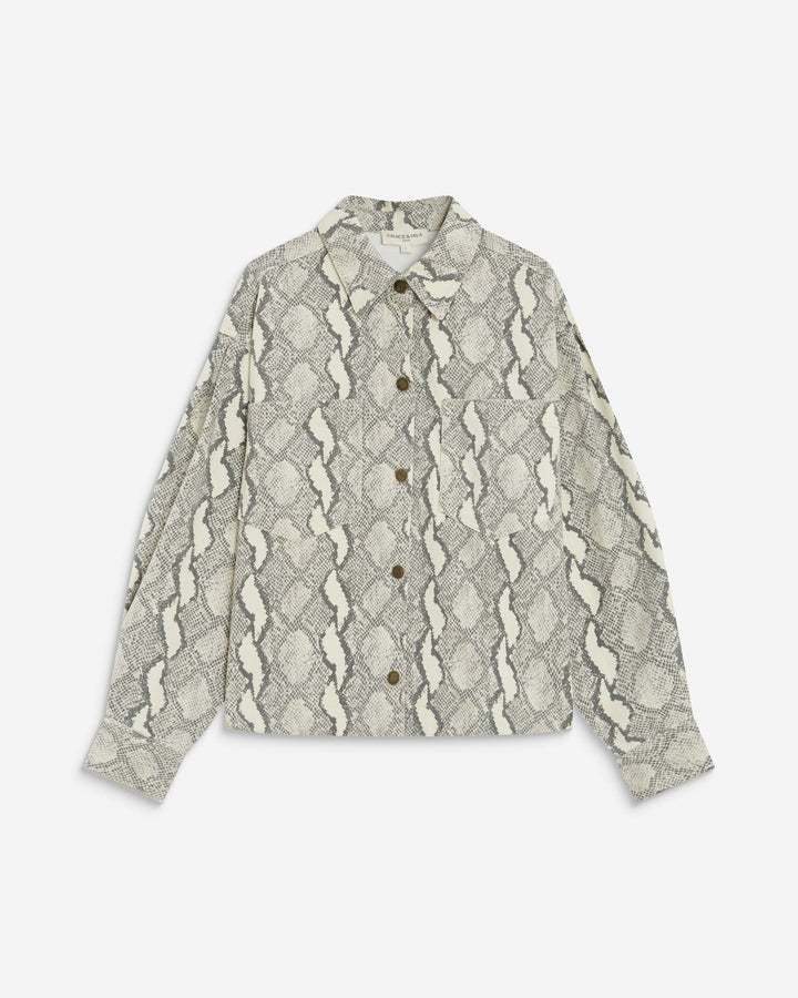 Printed denim shirt python Adriana