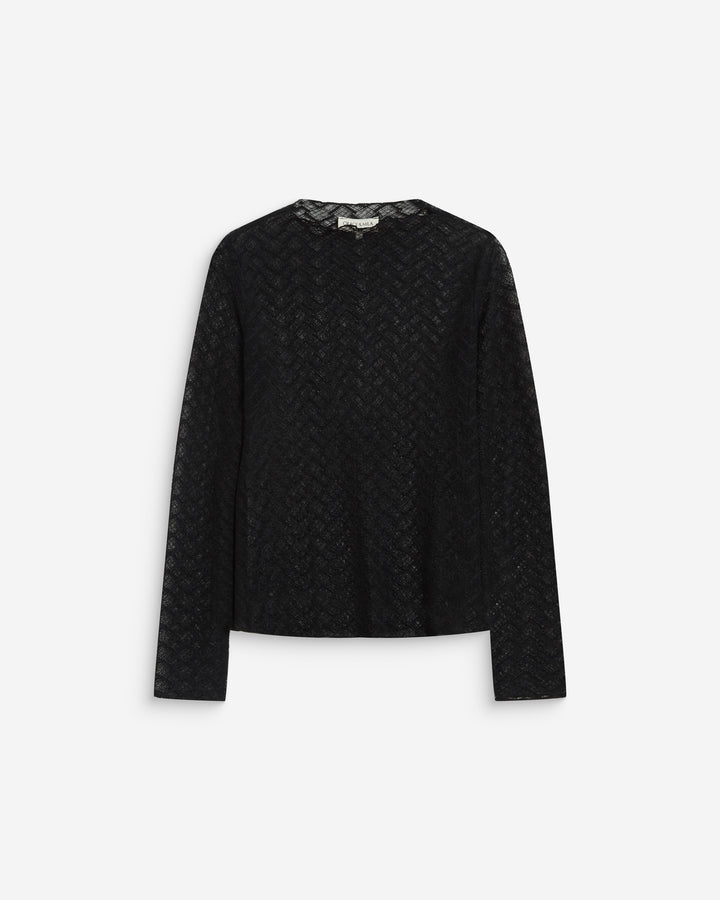 Top en dentelle transparente manches longues noir Aube