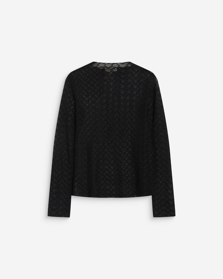Top en dentelle transparente manches longues noir Aube