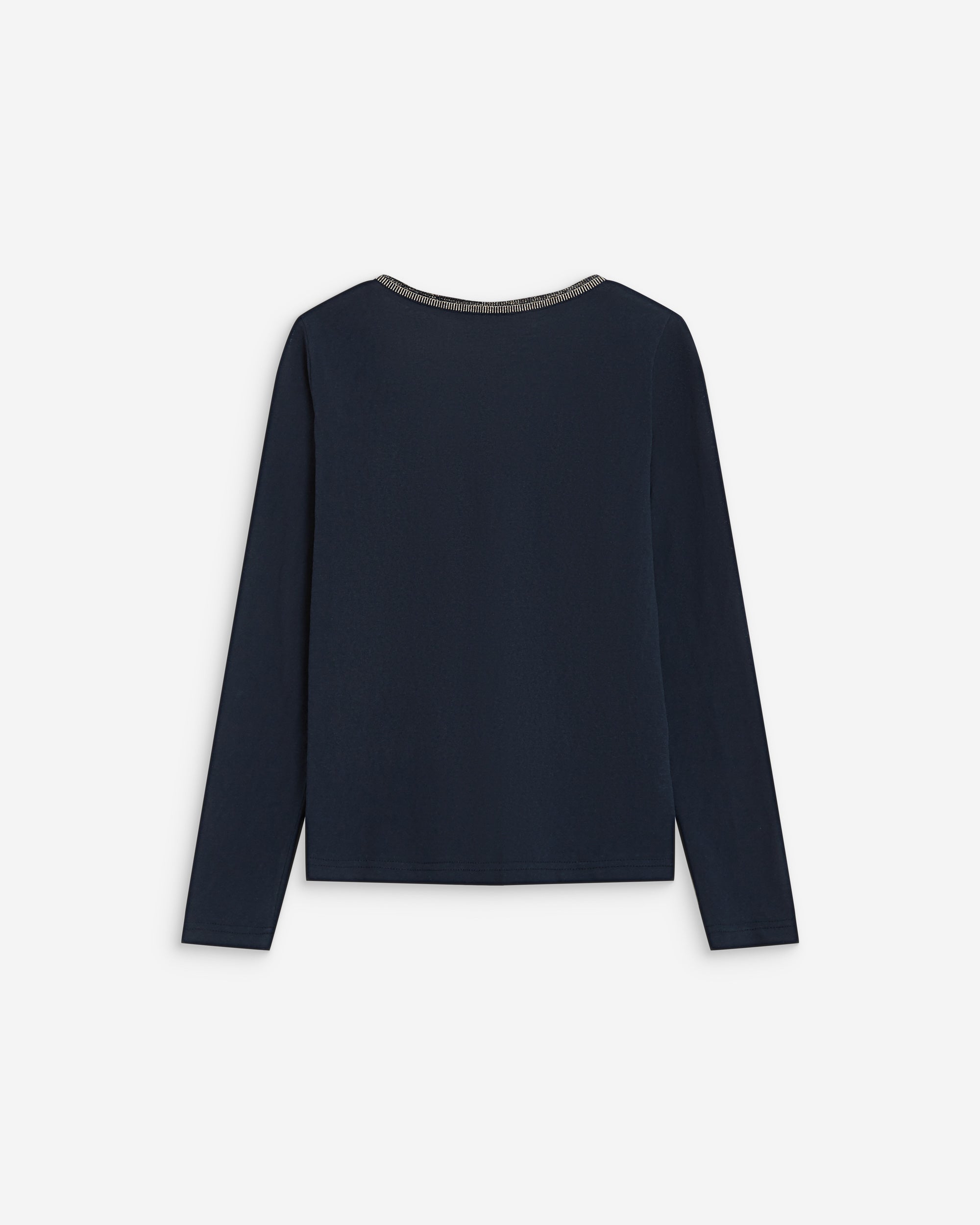 Camiseta de manga larga escote en V marine Abricot