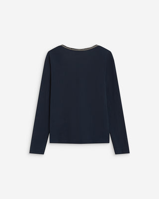 Camiseta de manga larga escote en V marine Abricot