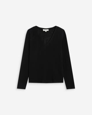 Camiseta de manga larga escote en V noir Abricot