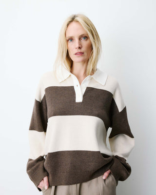 Striped polo sweater sable Astre