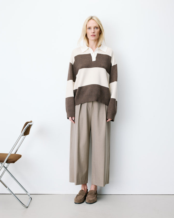Striped polo sweater sable Astre