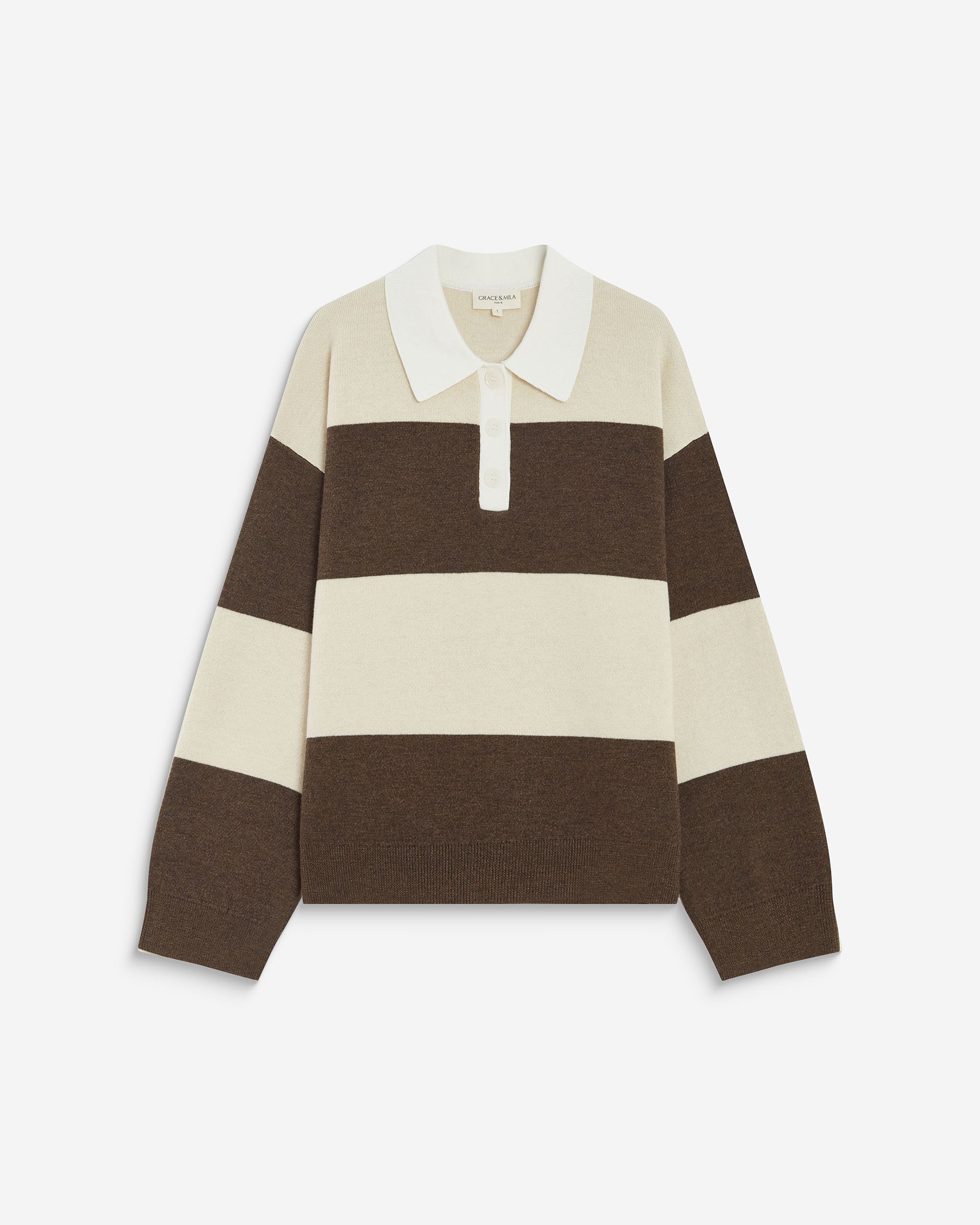 Striped polo sweater sable Astre
