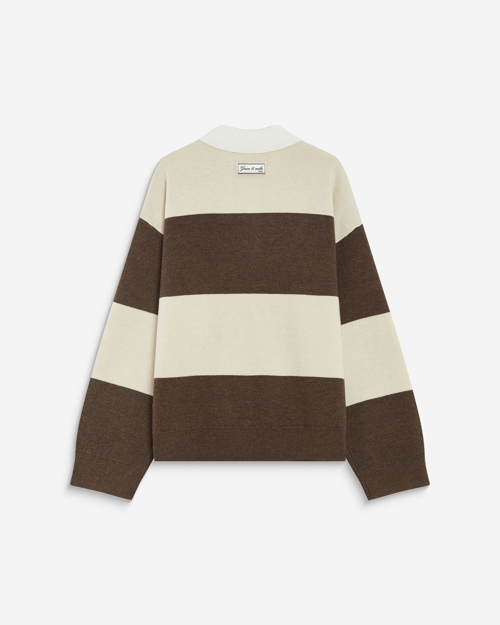 Striped polo sweater sable Astre