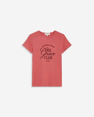 Camiseta cuello redondo con texto blush Amoris