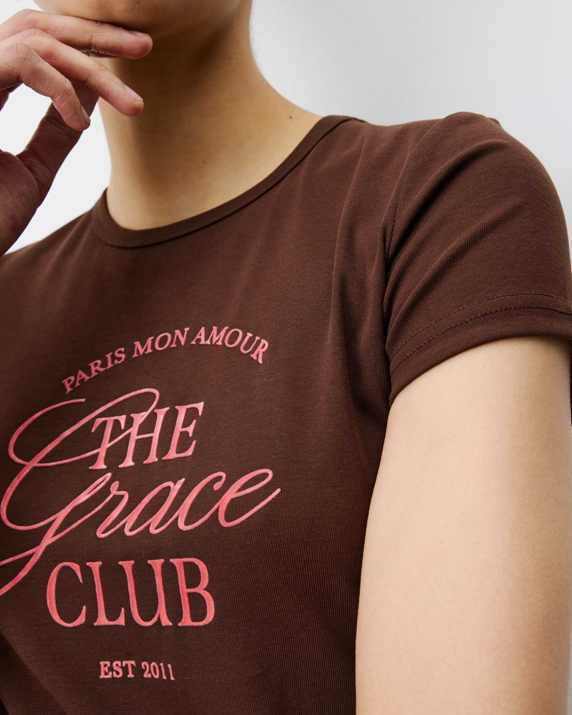 T-shirt col rond à message chocolat Amoris