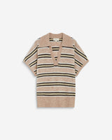 Short-sleeve striped knit polo beige Aizen
