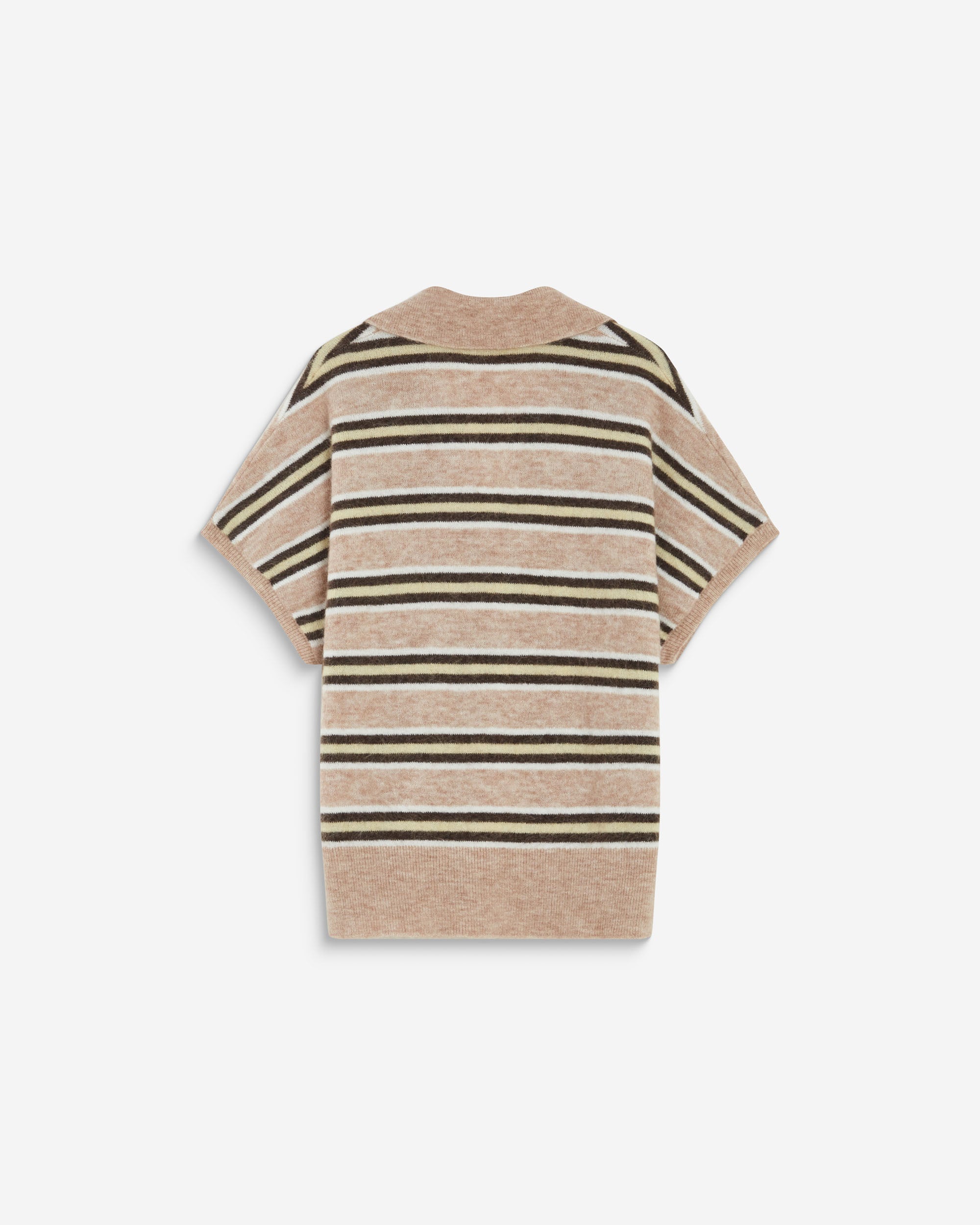 Short-sleeve striped knit polo beige Aizen