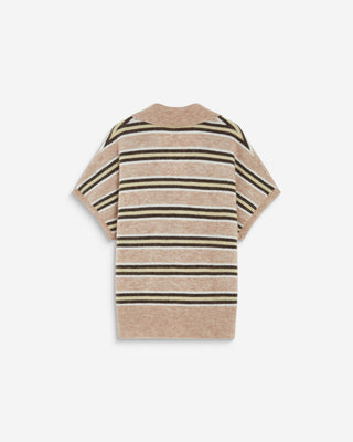 Short-sleeve striped knit polo beige Aizen