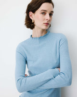Jersey ajustado cuello alto bleuet Alino