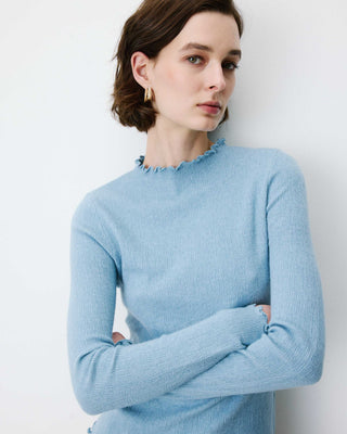 Jersey ajustado cuello alto bleuet Alino