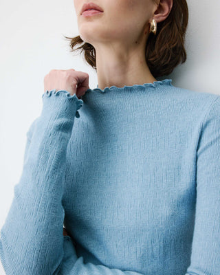 Jersey ajustado cuello alto bleuet Alino