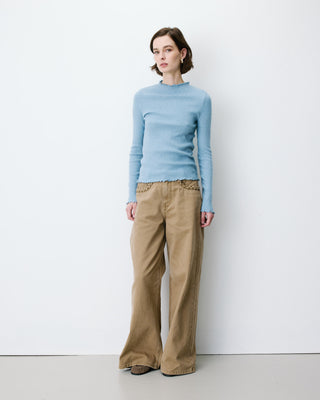 Jersey ajustado cuello alto bleuet Alino