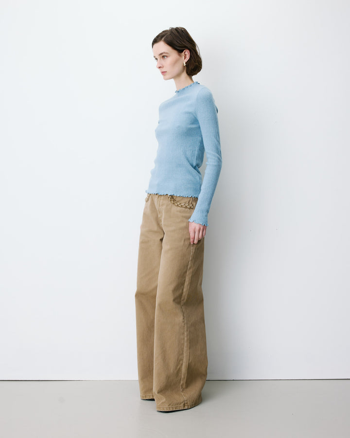 Jersey ajustado cuello alto bleuet Alino