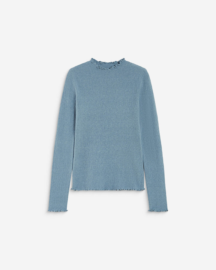 Jersey ajustado cuello alto bleuet Alino