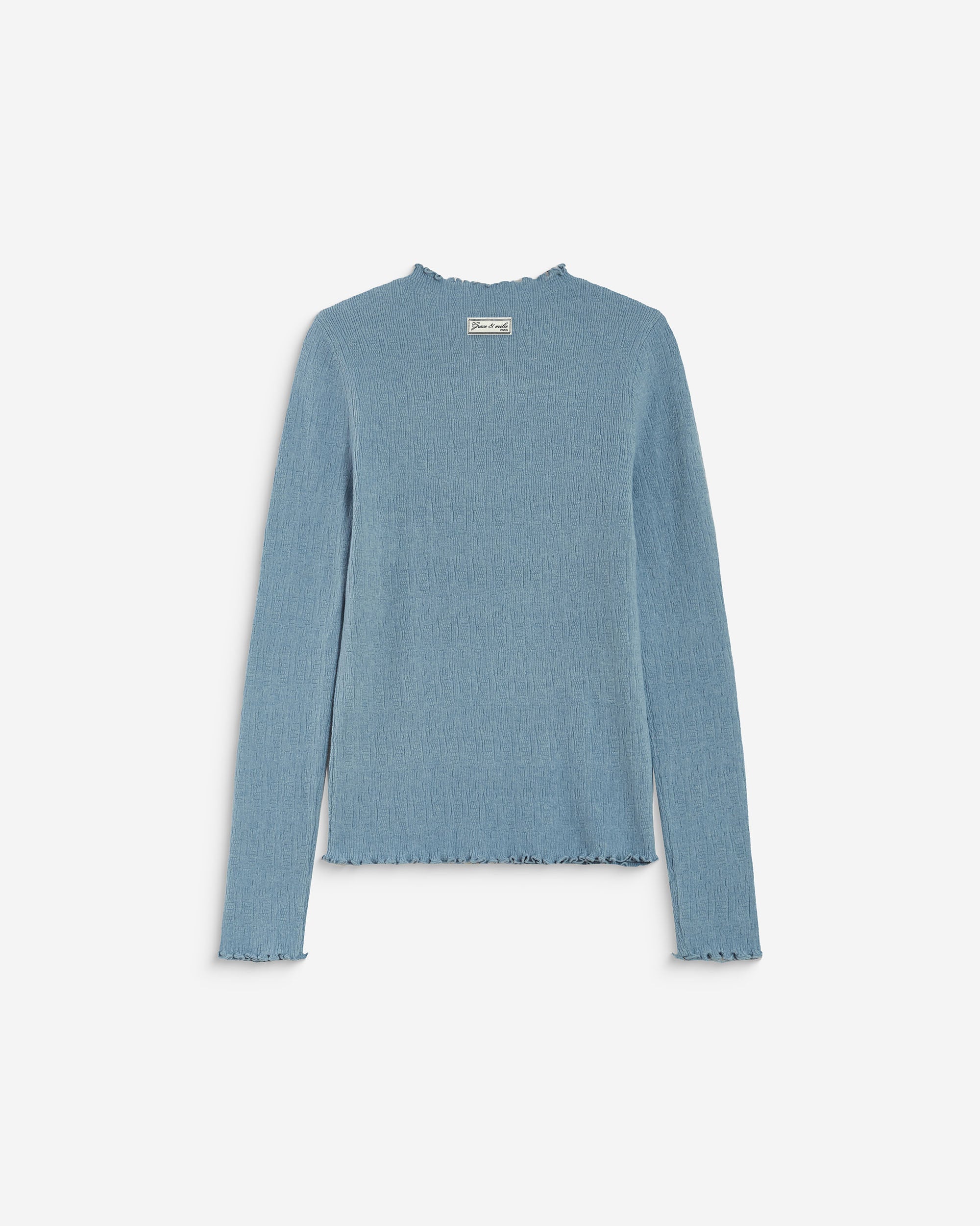 Jersey ajustado cuello alto bleuet Alino