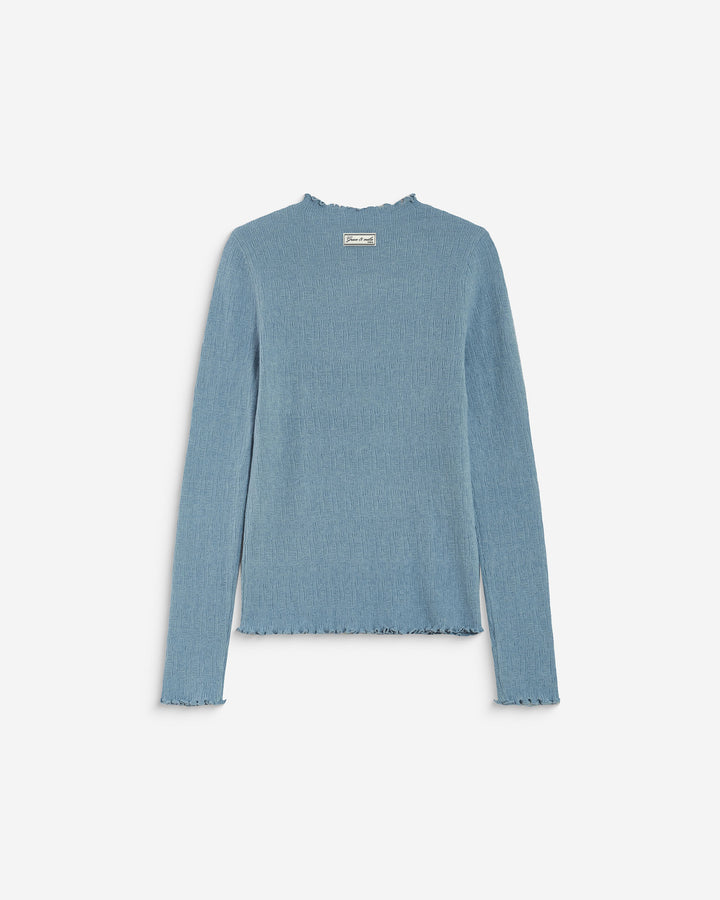 Jersey ajustado cuello alto bleuet Alino