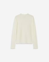 Pull ajusté en maille fine col montant ivoire Alino