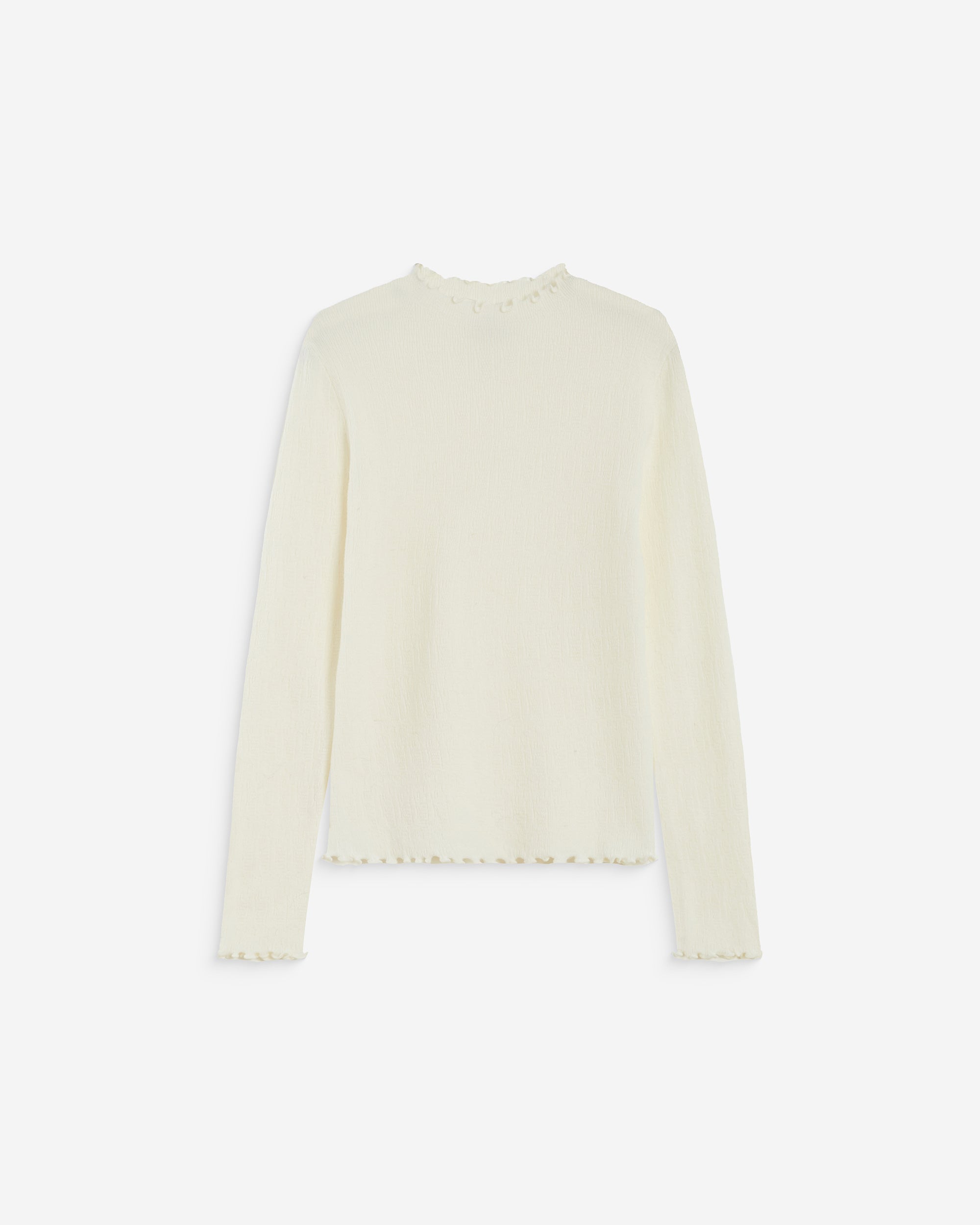 Pull ajusté en maille fine col montant ivoire Alino