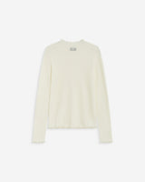 Pull ajusté en maille fine col montant ivoire Alino