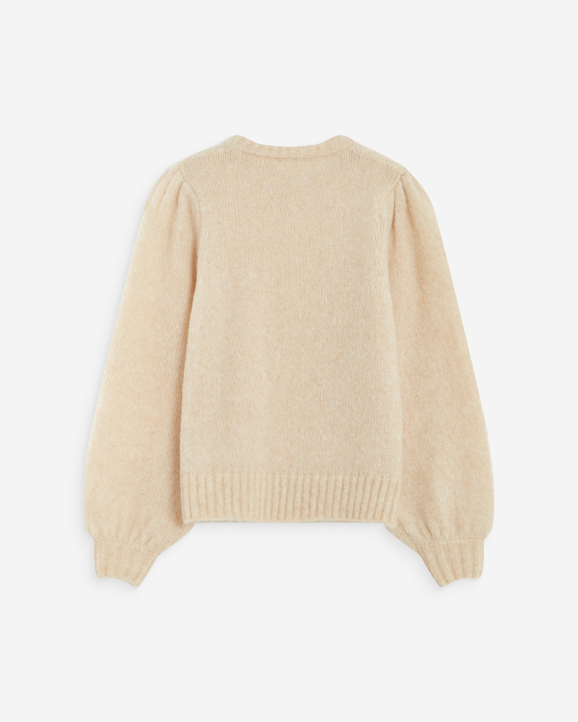 Pull en maille col rond épaules froncées beige Antoine