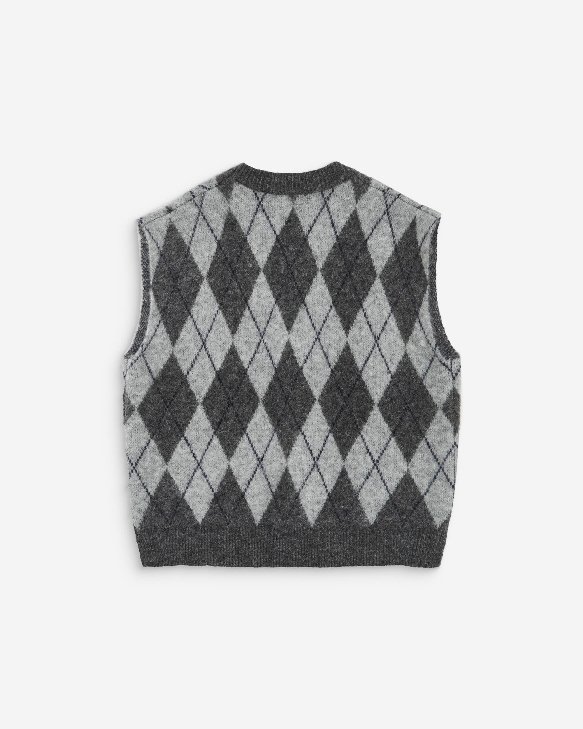 Pull sans manches en maille à losanges anthracite Arelio