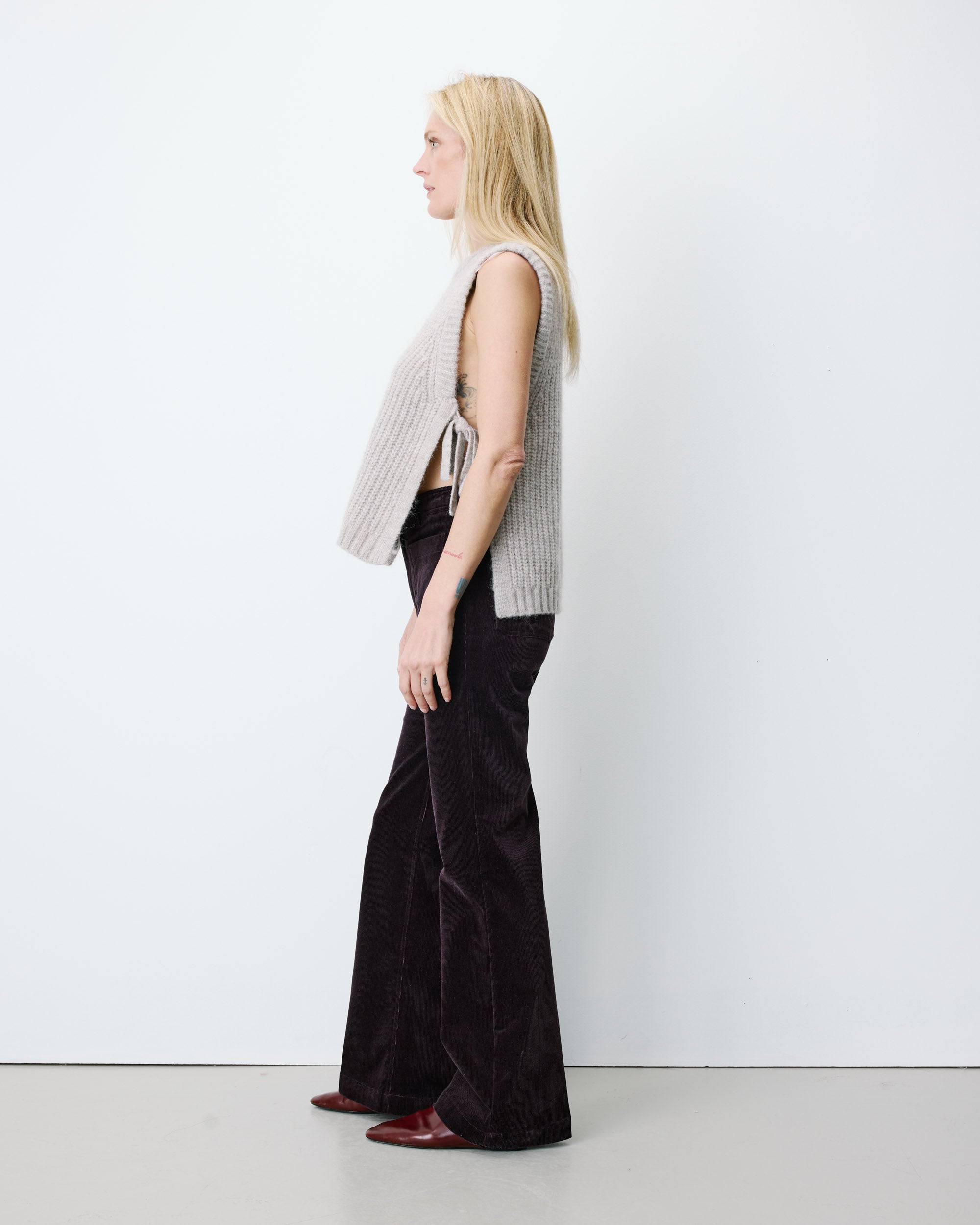 Sleeveless side-tie sweater grege Argan