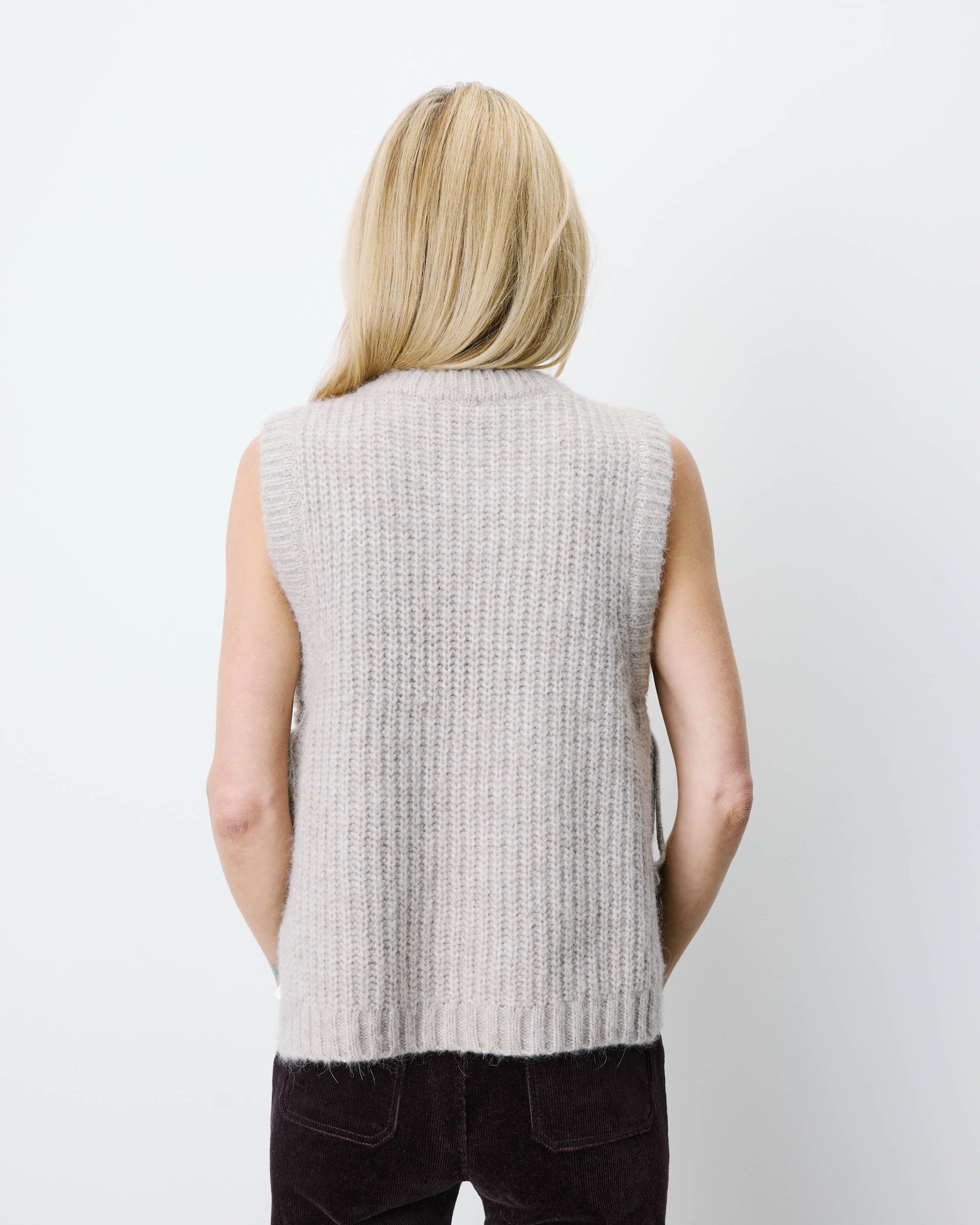 Sleeveless side-tie sweater grege Argan