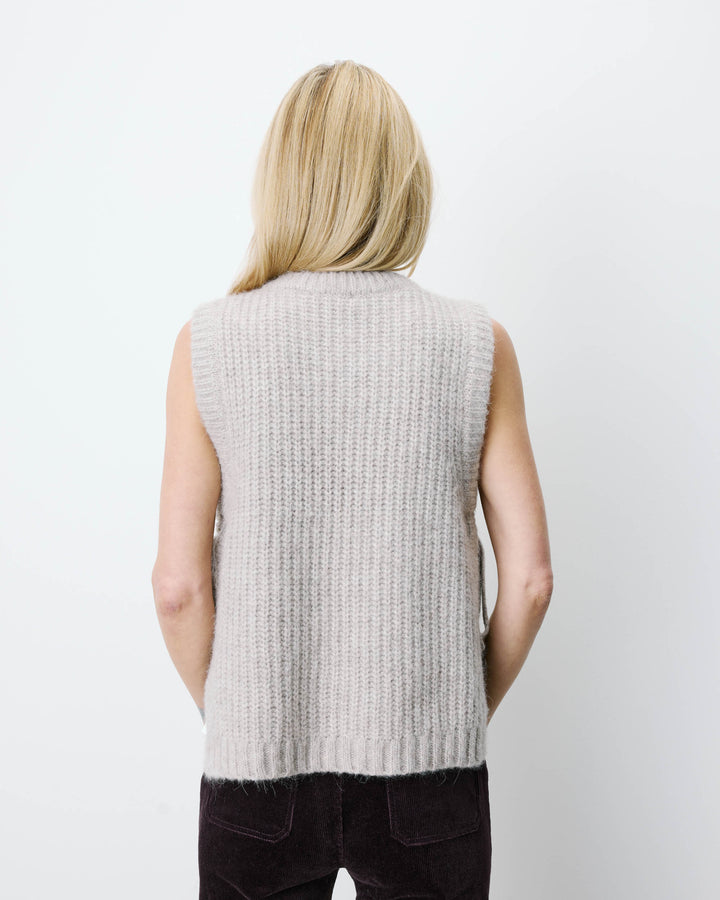 Sleeveless side-tie sweater grege Argan