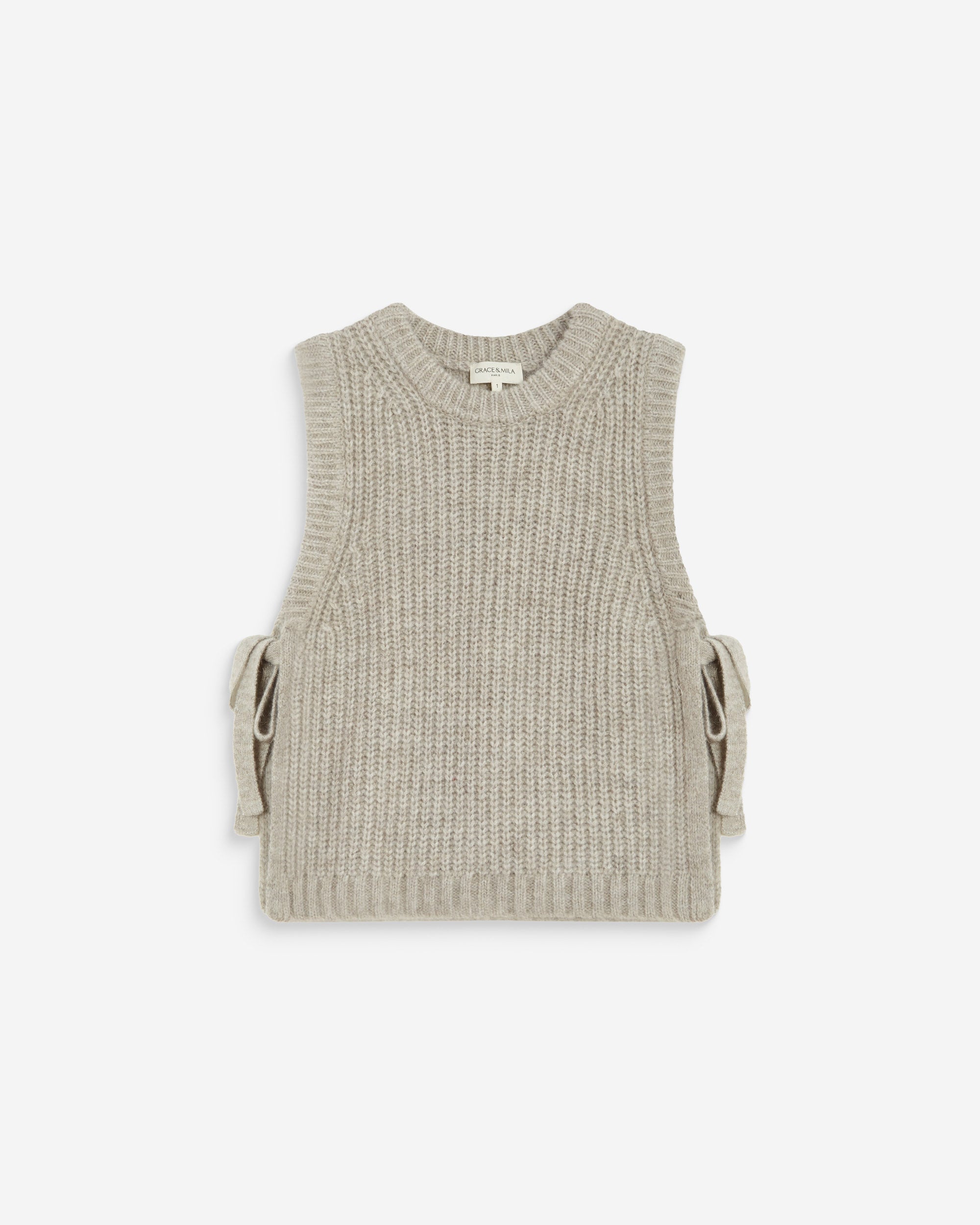 Sleeveless side-tie sweater grege Argan