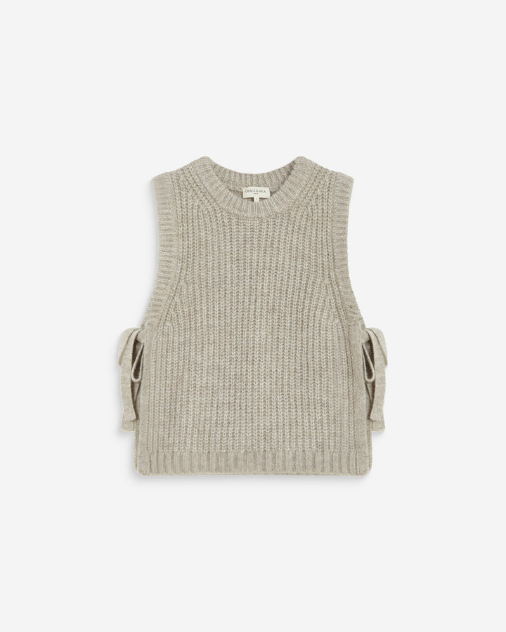 Sleeveless side-tie sweater grege Argan